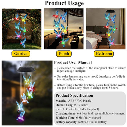 Solar Hummingbird Wind Chime Light
