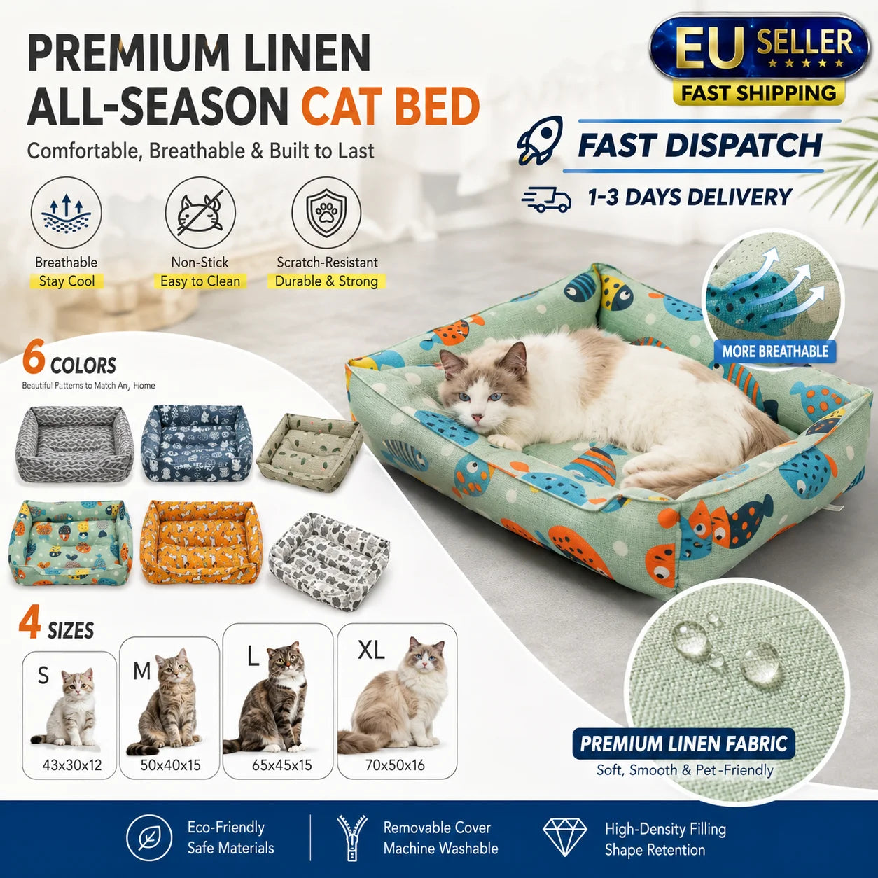 Linen Cooling Pet Sofa Bed