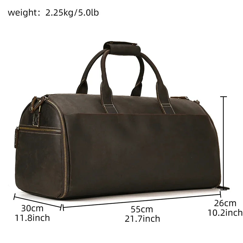 Crazy Horse Leather Travel Bag for Suits