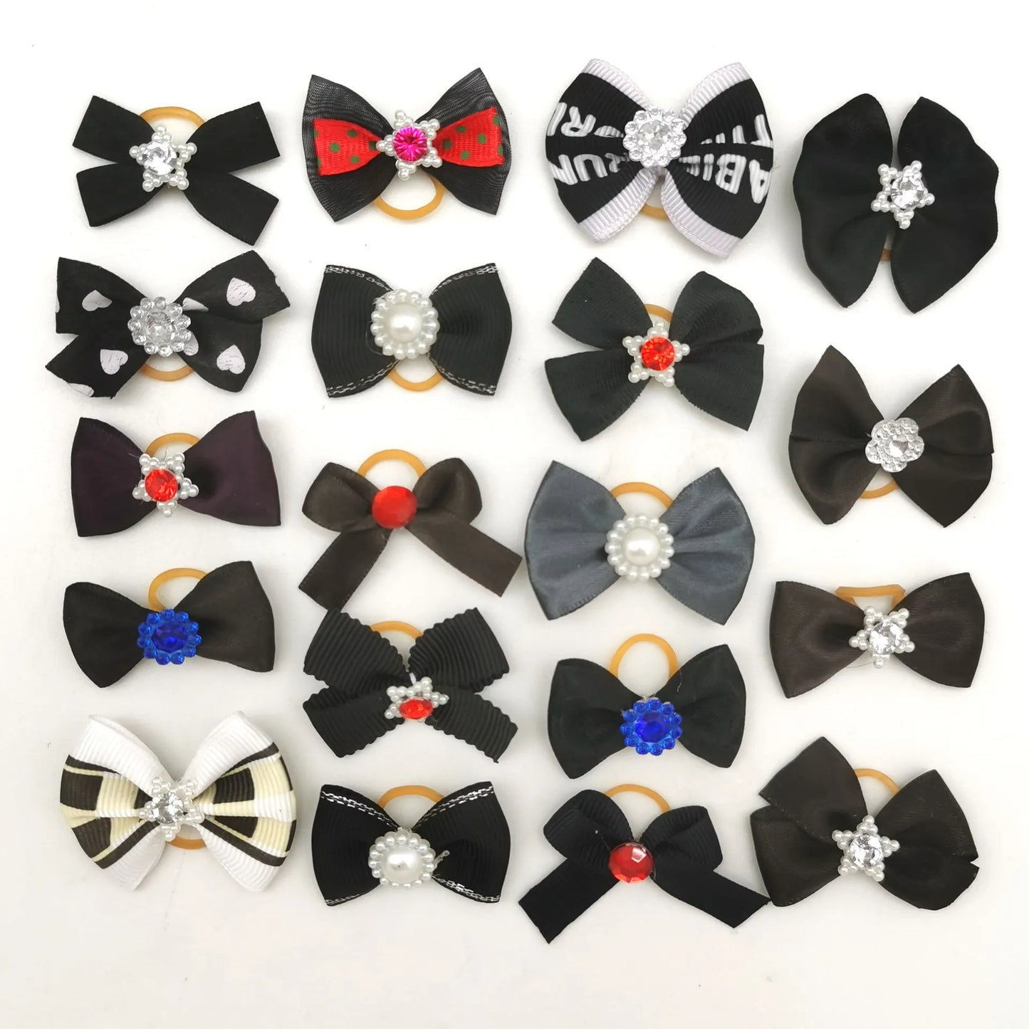 Dog Hair Bows with Pearl & Rhinestone Accents
