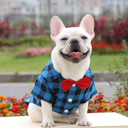 Plaid Dog Shirt with Bow Tie for Small & Medium Pets