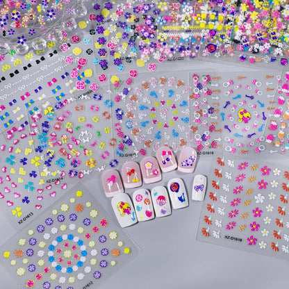 3D Glitter Flower Nail Stickers