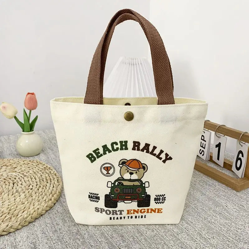 Cute Bear Canvas Mini Tote Bag