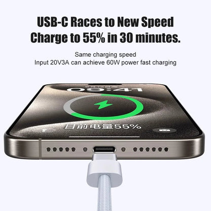 60W USB-A to USB-C Braided Fast Charging Cable