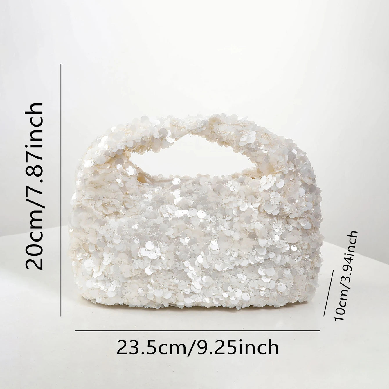 White Sequin Hobo Bag – Elegant Evening Clutch Purse