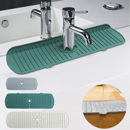 Silicone Faucet Splash Guard & Drain Mat for Kitchen & Bathroom Sinks
