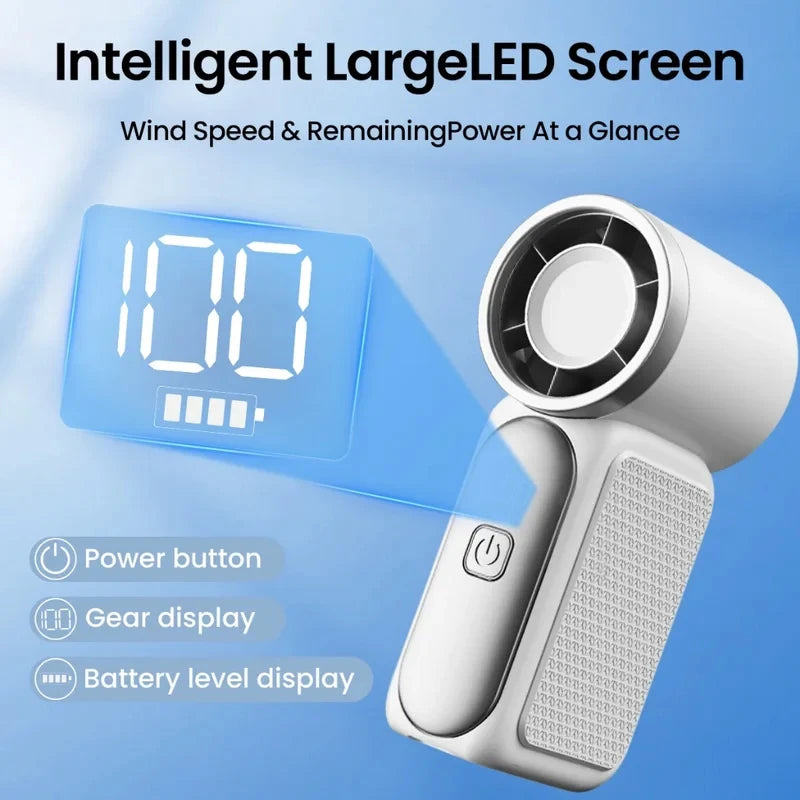 USB Rechargeable Mini Handheld Fan with Digital Display