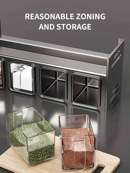 Wall Mounted Kitchen Storage Organizer with Spice Jar Holder