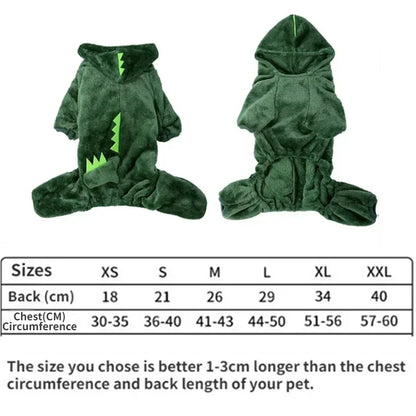 Thickened Blue Dinosaur Pet Hoodie
