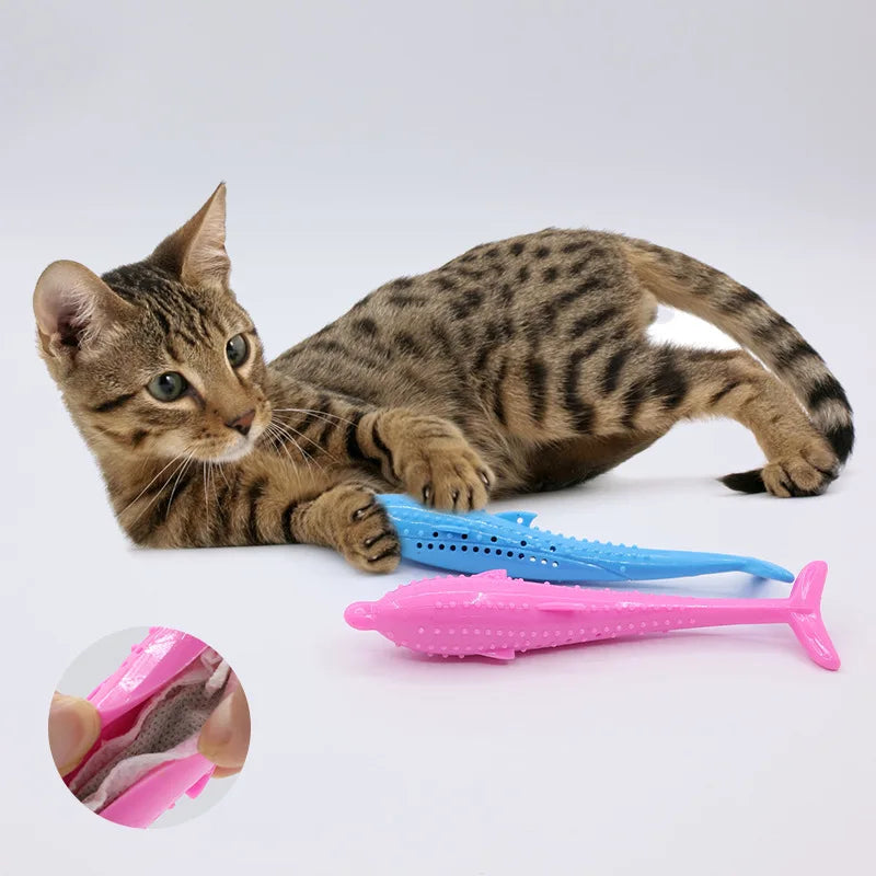 Interactive Fish-Shaped Silicone Cat Toy for Dental Care