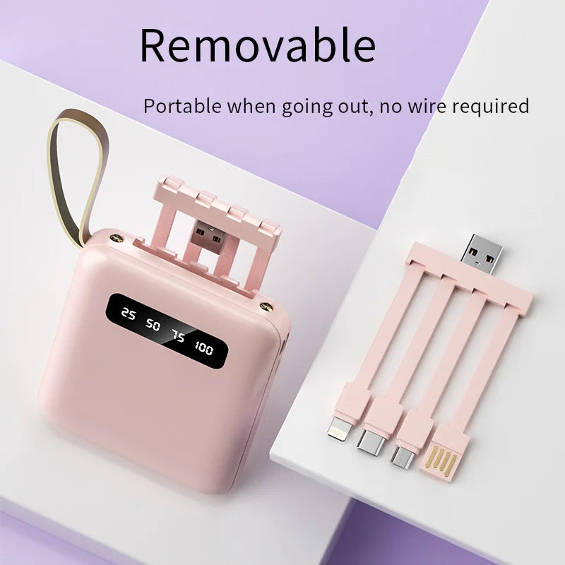 20000mAh Portable Power Bank with Built-in Cables
