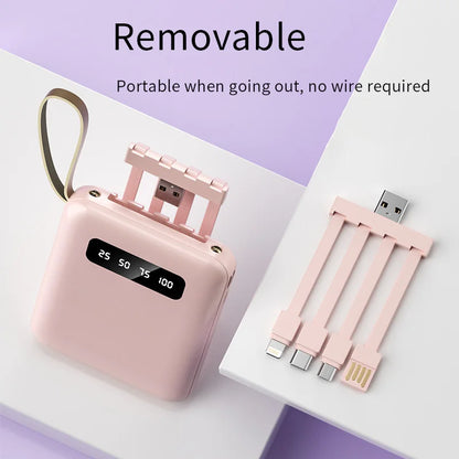 20000mAh Portable Power Bank with Built-in Cables