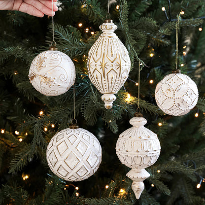 White & Gold Christmas Bauble Ornament