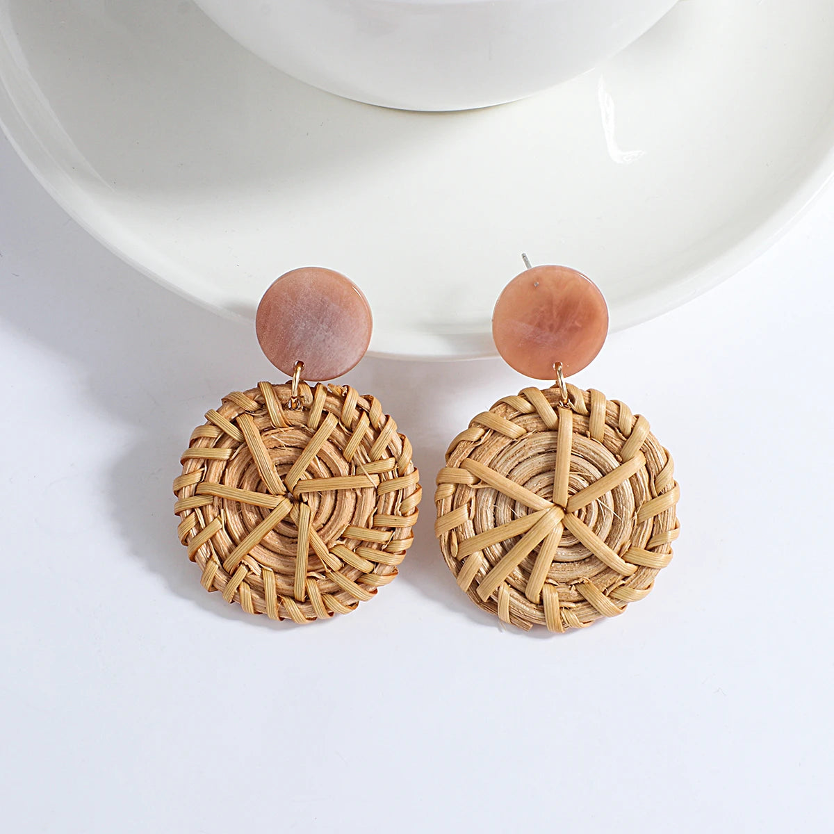 AENSOA Boho Handmade Geometric Wooden Drop Earrings