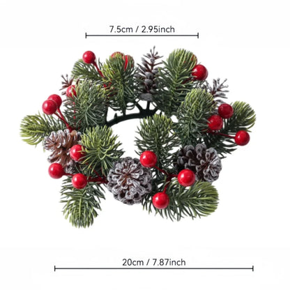 Christmas Pine & Berry Candle Ring Wreath
