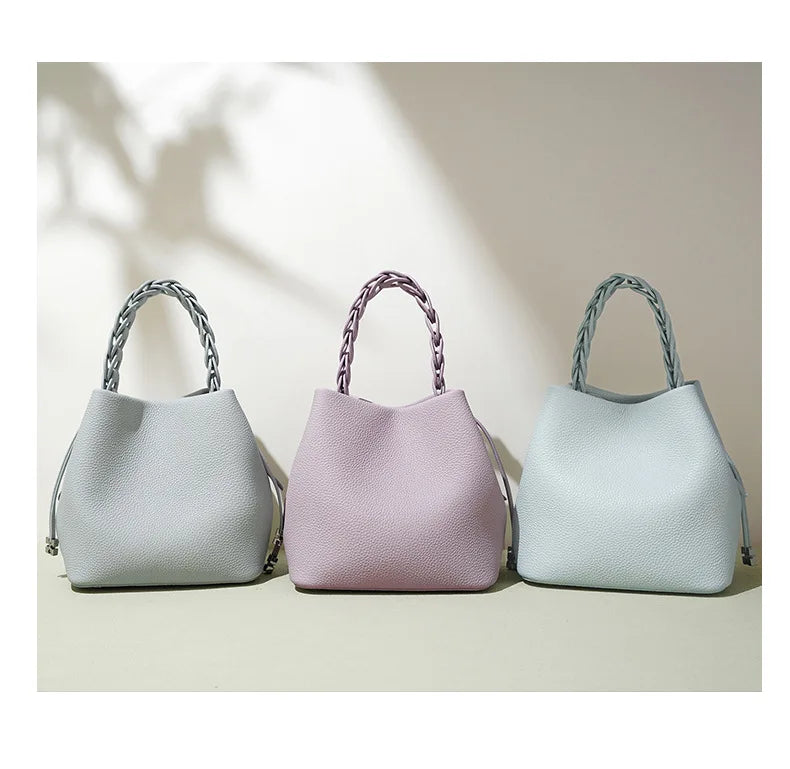 Genuine Leather Bucket Shoulder Bag