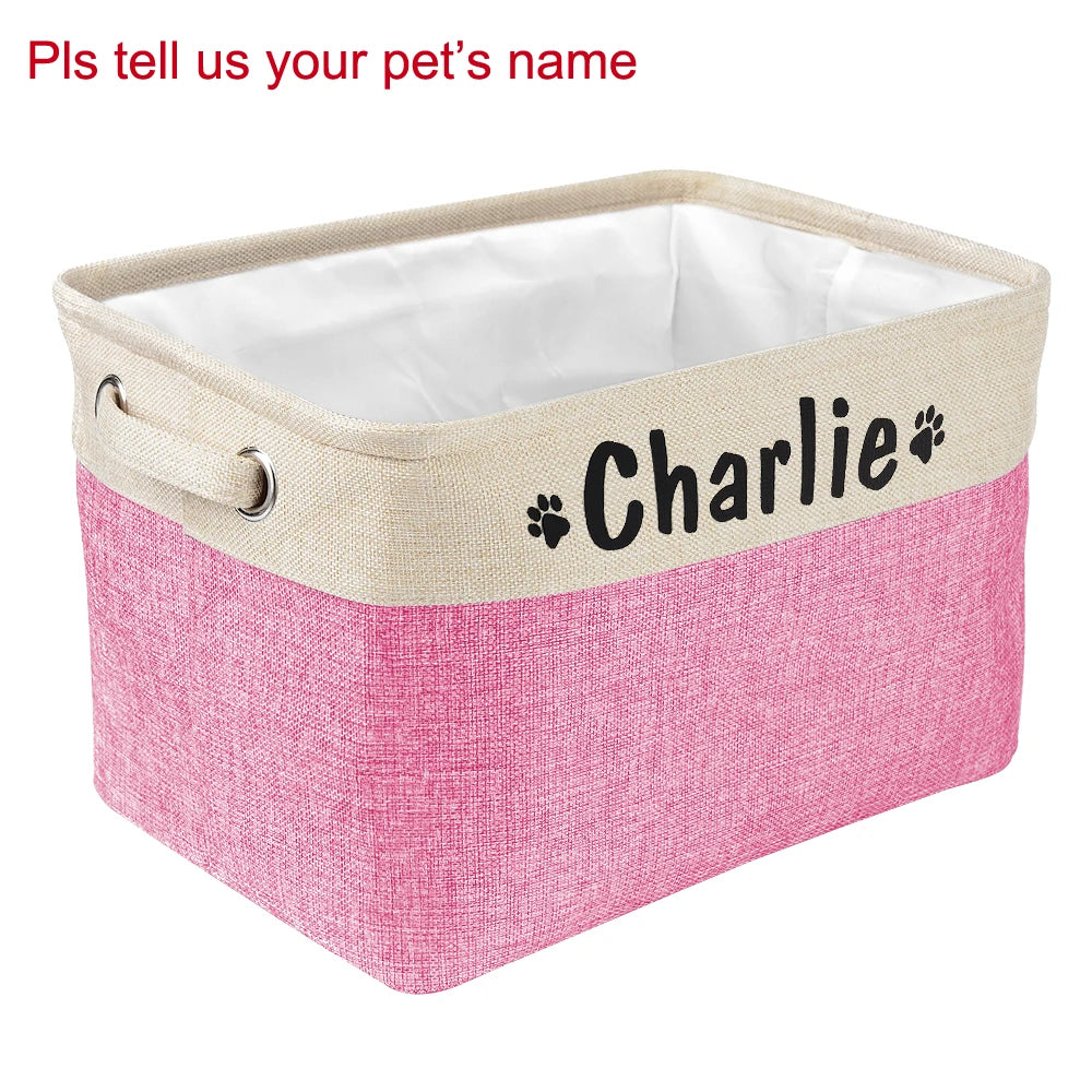Personalized Foldable Dog Toy Storage Basket