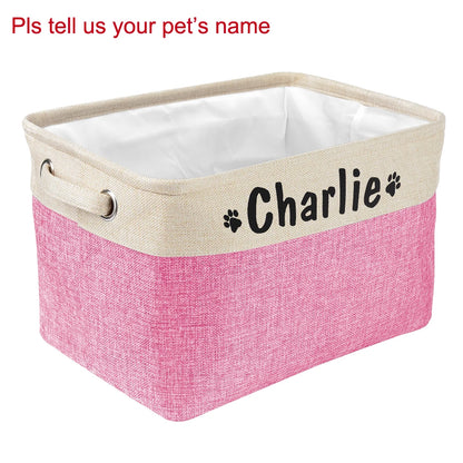 Personalized Foldable Dog Toy Storage Basket