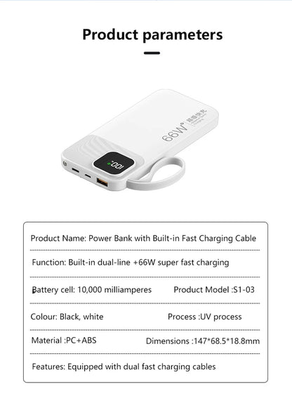 Portable High-Capacity Power Bank with Digital Display