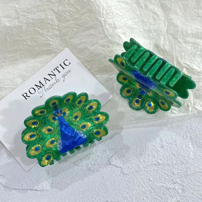 Peacock Acrylic Hair Claw Clip