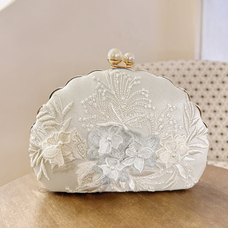 Vintage Lace Shell Evening Clutch Bag