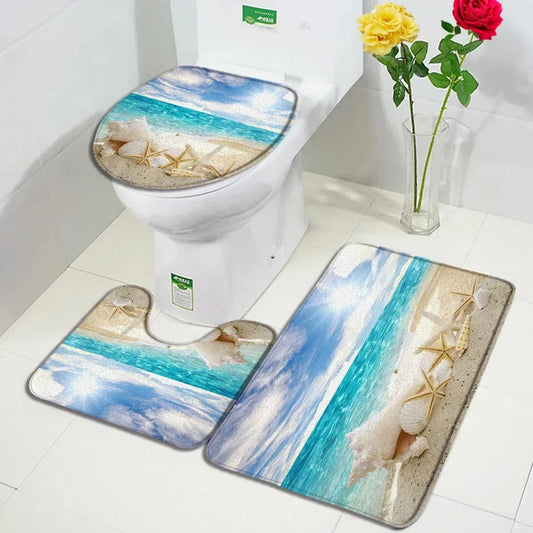 Ocean Seashell Bathroom Mat Set