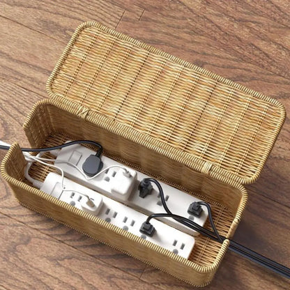 Handwoven Cable Management Box with Lid