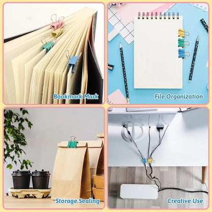 Colourful Mini Binder Clips – 40 Pack Metal Paper Clamps