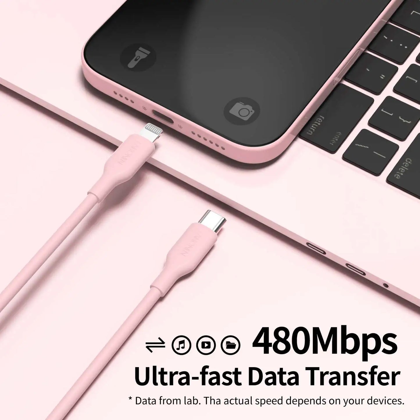 Silicone USB-C to Lightning Cable