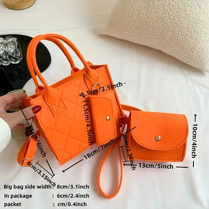 Felt Tote, Crossbody Bag & Wallet Set for Everyday Use