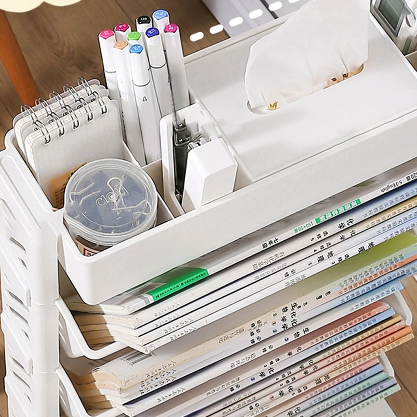 Movable Rotating Bookshelf Organizer