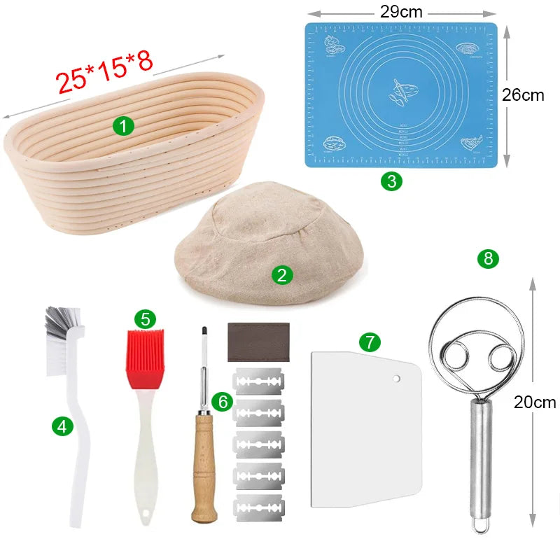 Oval Rattan Banneton Proofing Basket for Sourdough Bread with Washable Linen Liner