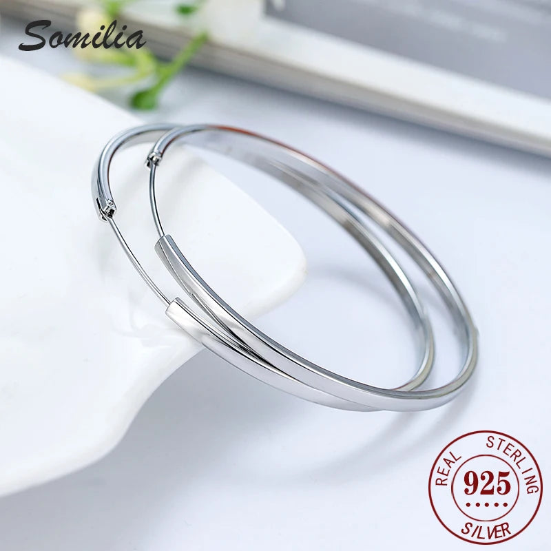 925 Sterling Silver Large Hoop Earrings