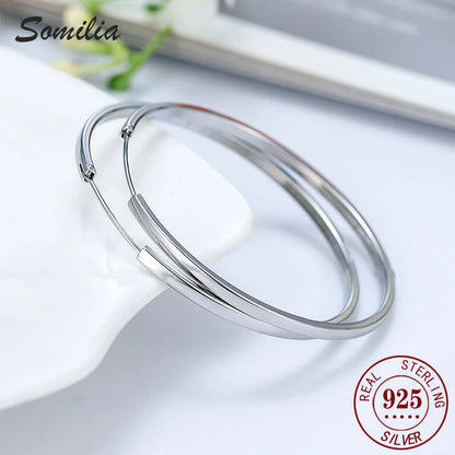 925 Sterling Silver Large Hoop Earrings