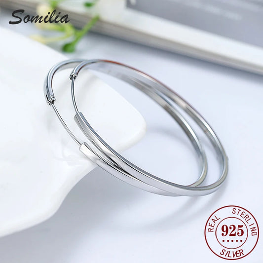925 Sterling Silver Large Hoop Earrings