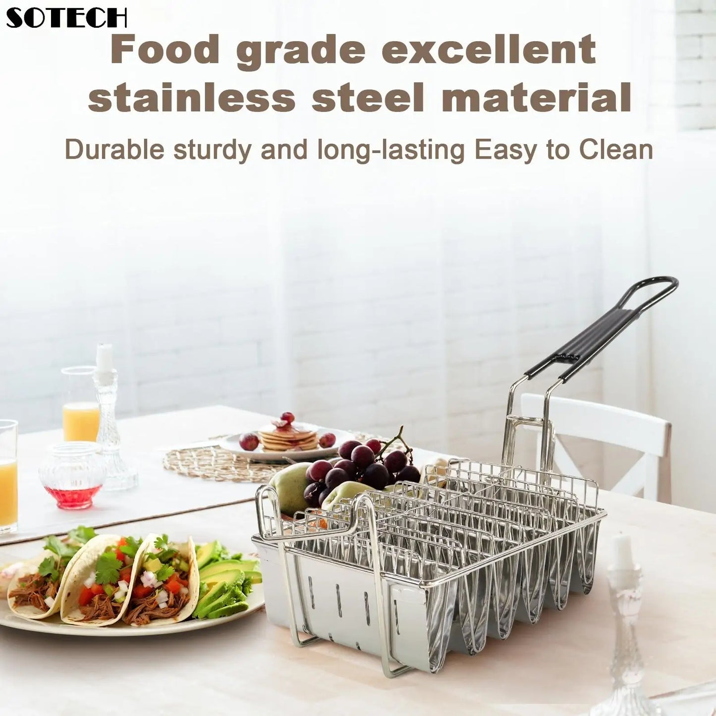 Stainless Steel Square Taco & French Fry Frying Basket