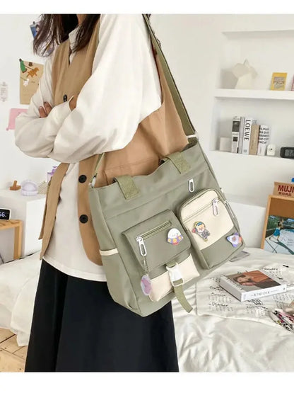 Waterproof Canvas Crossbody Tote Bag
