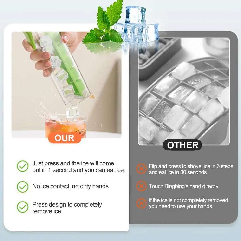 One-Press Silicone Ice Cube Maker with Storage Box