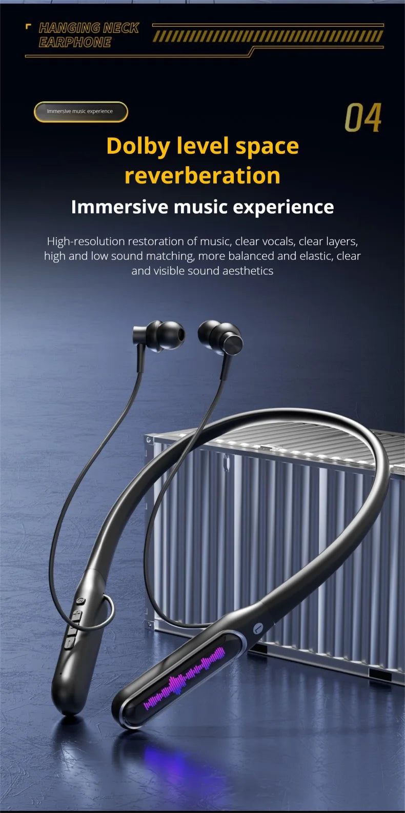Bluetooth Sports Earphones with HD Microphone & 80-Hour Battery