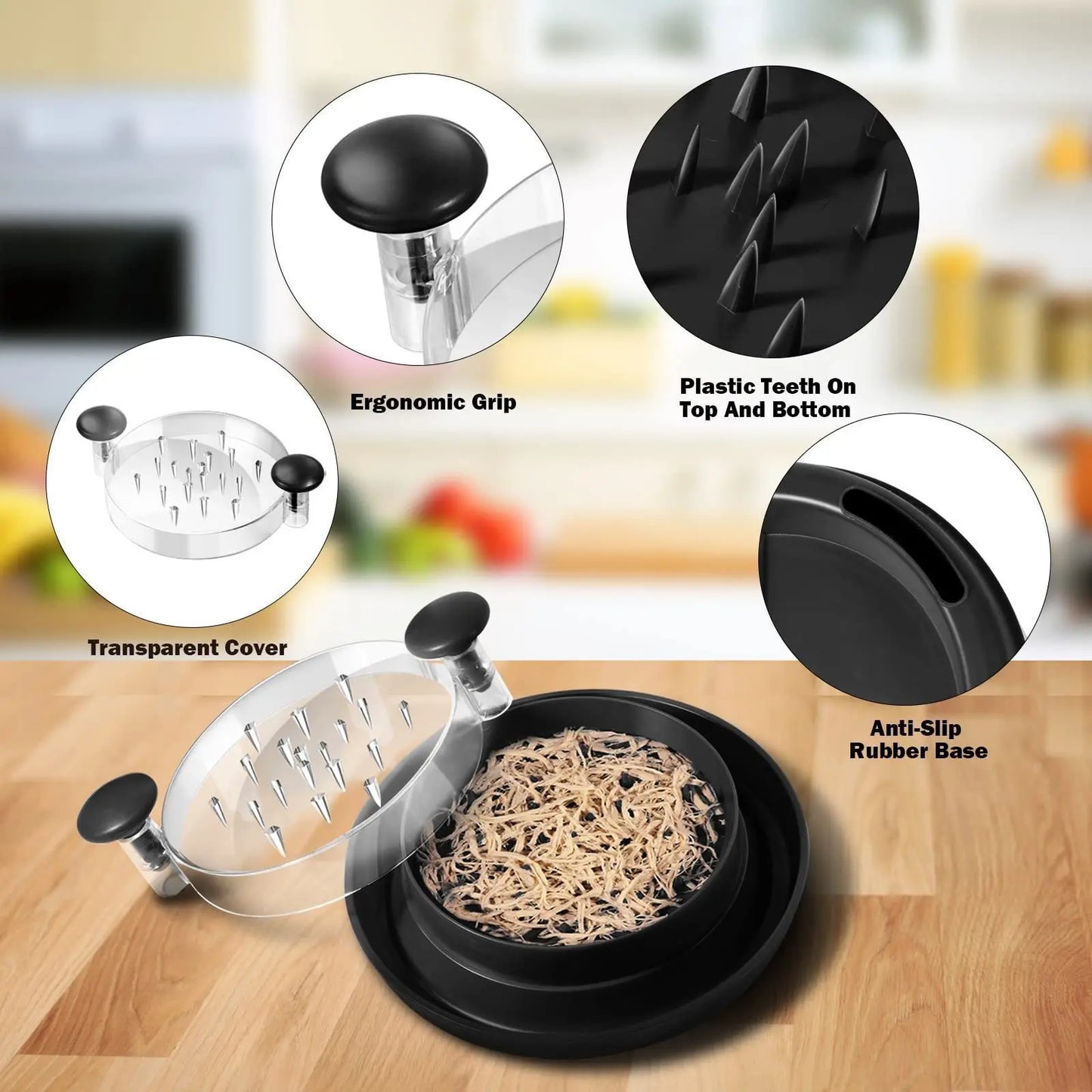 Upgraded Rotating Chicken Shredder with Transparent Lid