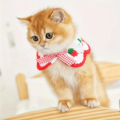 Strawberry Plaid Pet Ruffle Bib