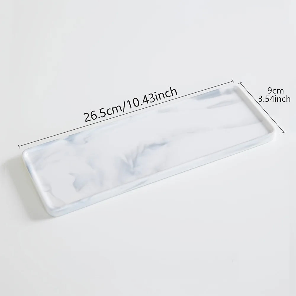 Marble Pattern Rectangular Bathroom Vanity Tray