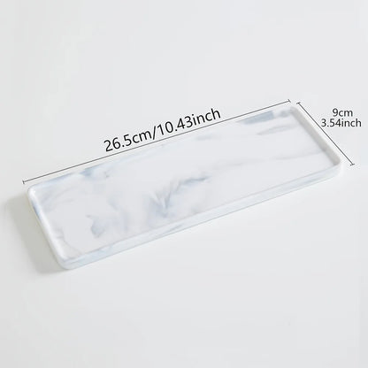 Marble Pattern Rectangular Bathroom Vanity Tray