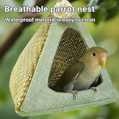 Bird Hammock Nest – Bamboo Hanging Parrot Sleeping House