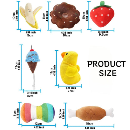 Plush Fruit & Vegetable Squeaky Dog Toy Collection
