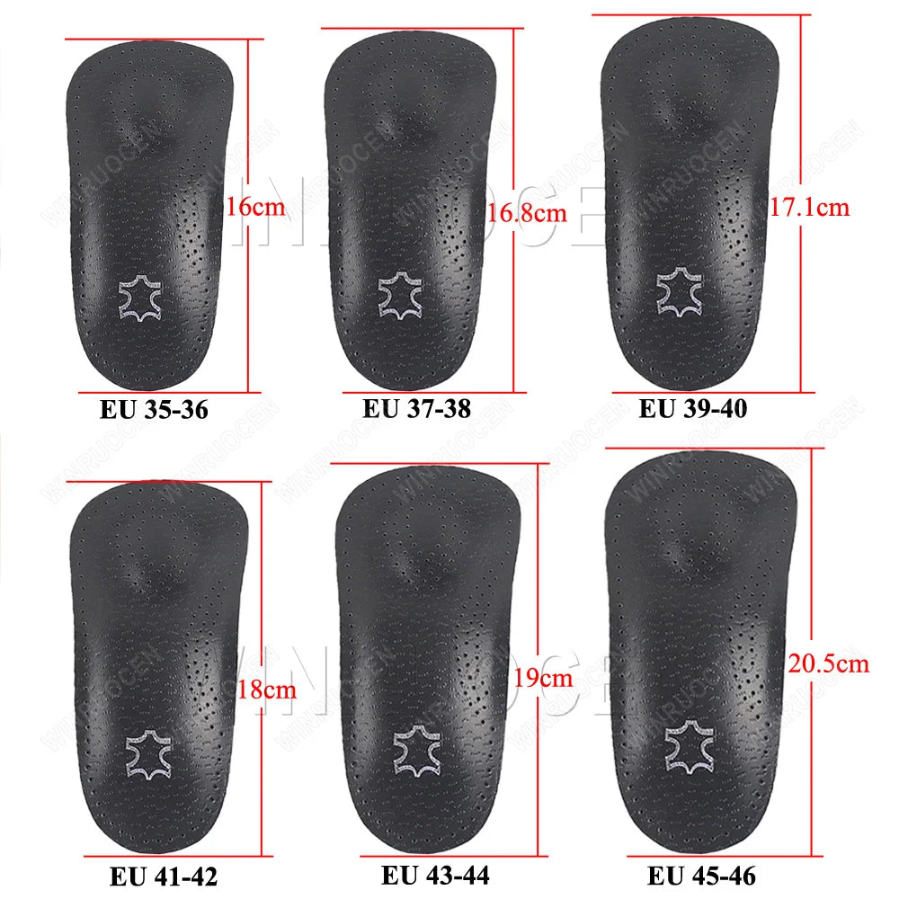 3/4 Leather Orthotic Arch Support Insoles