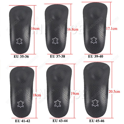 3/4 Leather Orthotic Arch Support Insoles