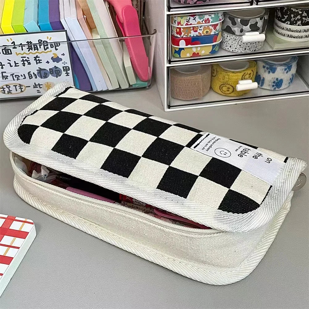 Checkerboard Large Pencil Case