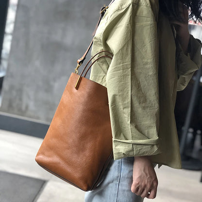 Johnature Genuine Cowhide Leather Shoulder Bag