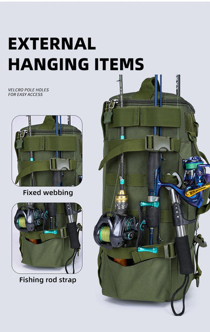Tactical Fishing Backpack with Rod Holders